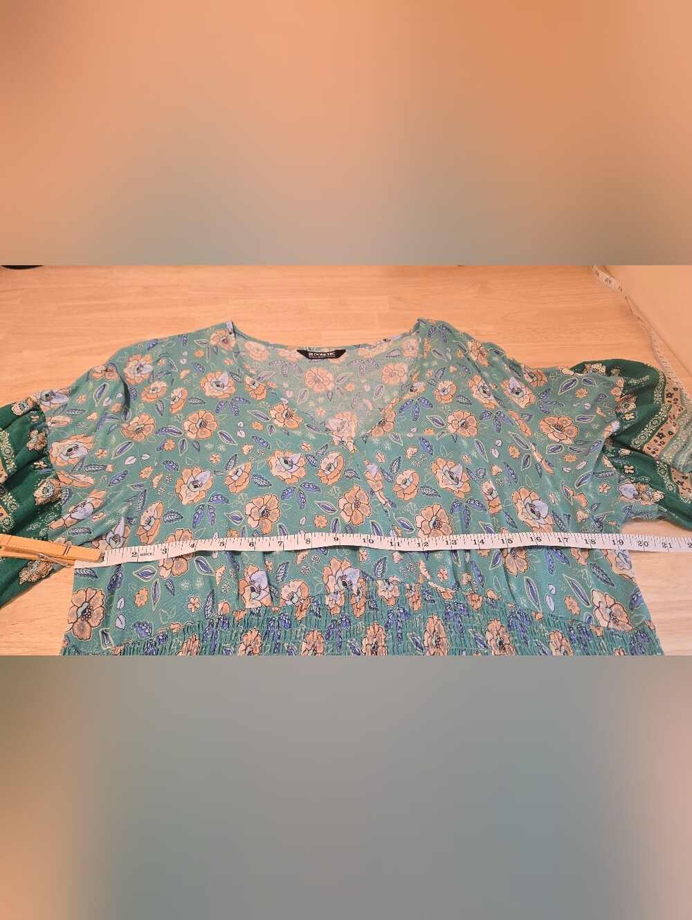 Bloomchic Floral Bell Sleeve Shirred Waist Maxi Dress - Size 18/20 - Picture 5 of 7